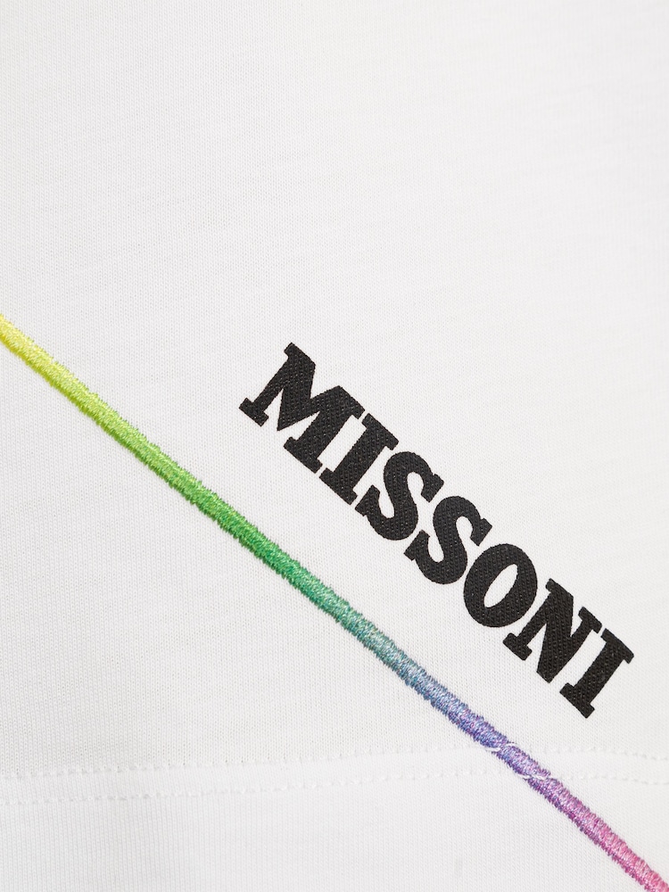 Missoni Multi-colour Zig Zag Logo Short Sleeve White T-Shirt - Image 3 of 3