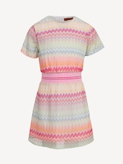 Missoni Pink Zig Zag Textured Woven Short Sleeve Dress - Image 1 of 3