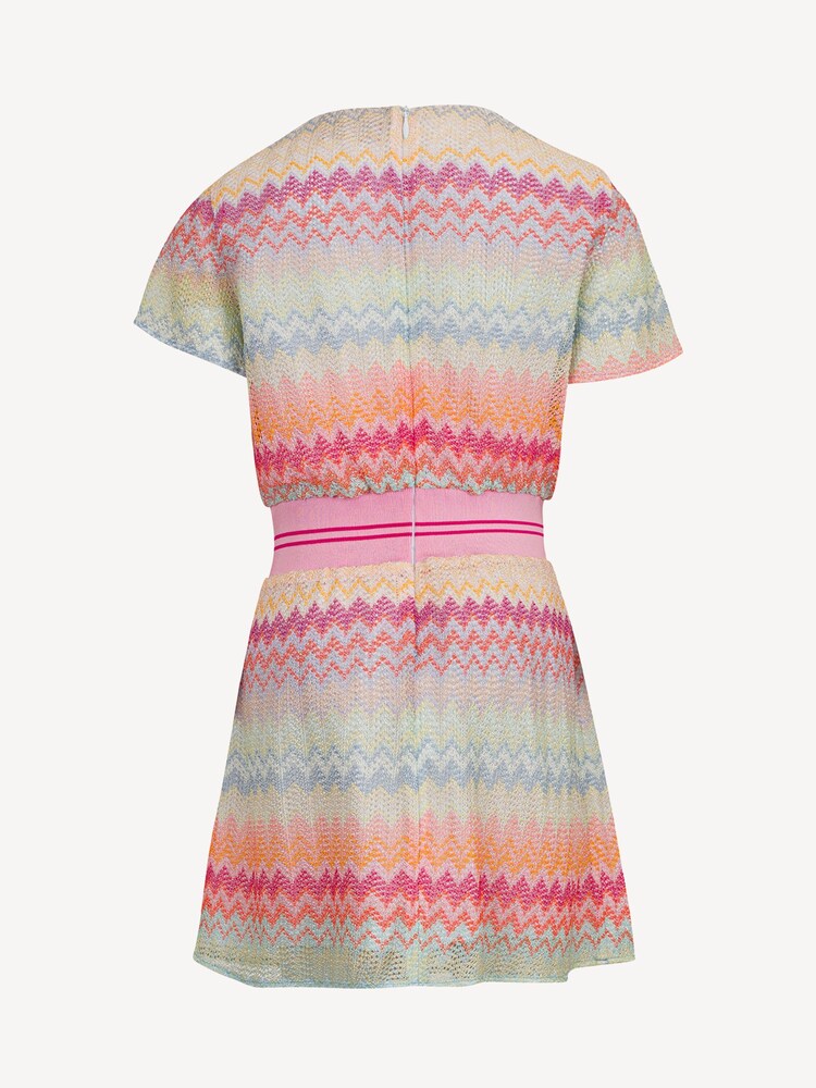 Missoni Pink Zig Zag Textured Woven Short Sleeve Dress - Image 2 of 3