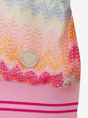 Missoni Pink Zig Zag Textured Woven Short Sleeve Dress - Image 3 of 3
