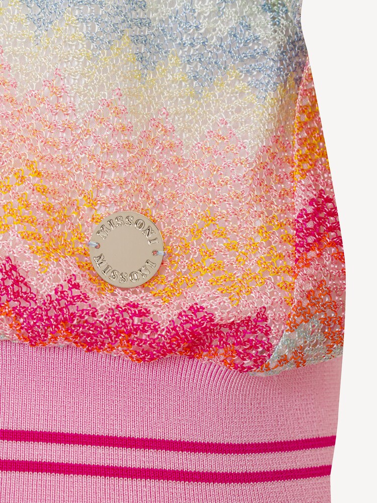 Missoni Pink Zig Zag Textured Woven Short Sleeve Dress - Image 3 of 3