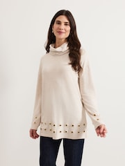 Phase Eight Natural Jennie Oatmeal Eyelet Snuggle Top - Image 1 of 7