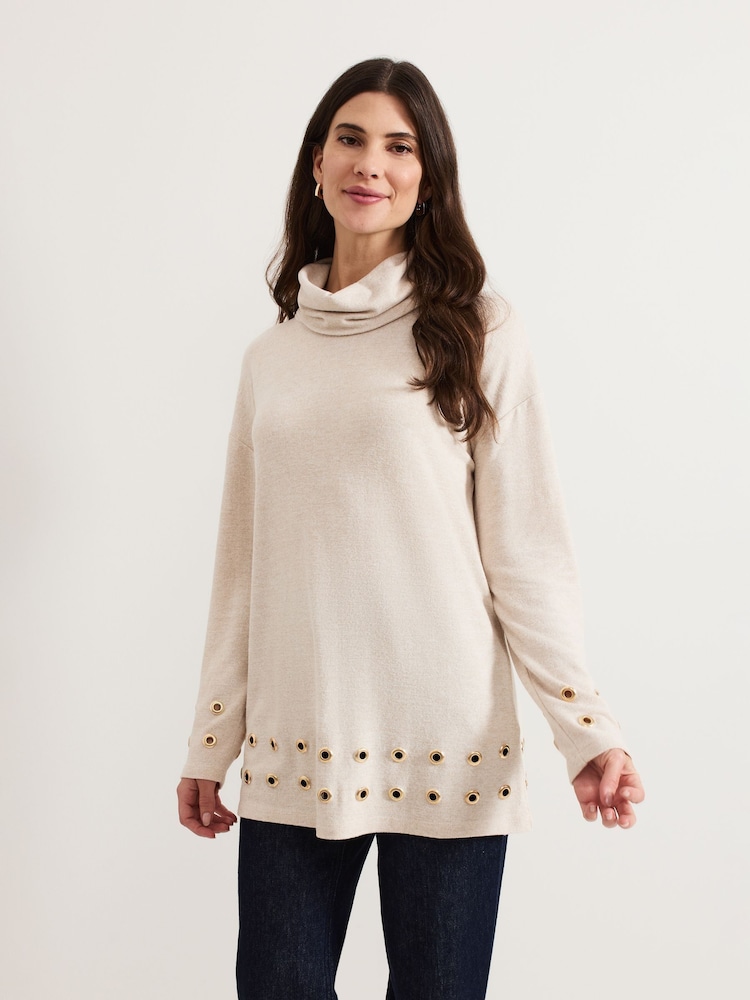Phase Eight Natural Jennie Oatmeal Eyelet Snuggle Top - Image 1 of 7