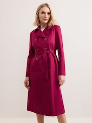 Phase Eight Pink Cheryl Long Fitted Trench Coat - Image 1 of 7