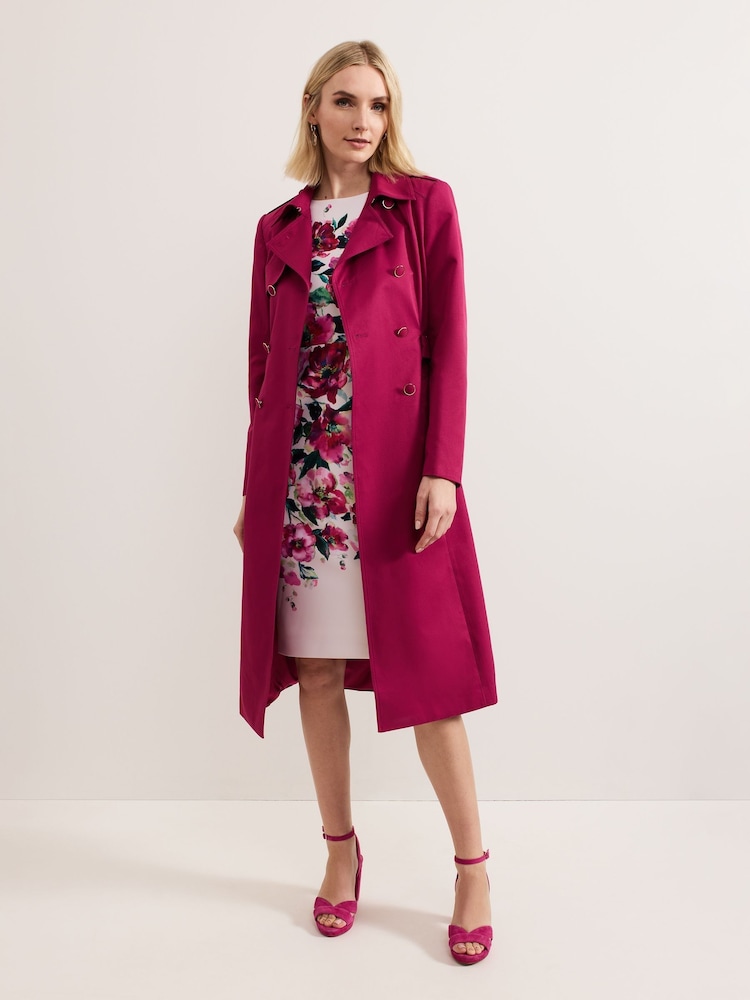 Phase Eight Pink Cheryl Long Fitted Trench Coat - Image 2 of 7