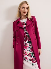 Phase Eight Pink Cheryl Long Fitted Trench Coat - Image 3 of 7