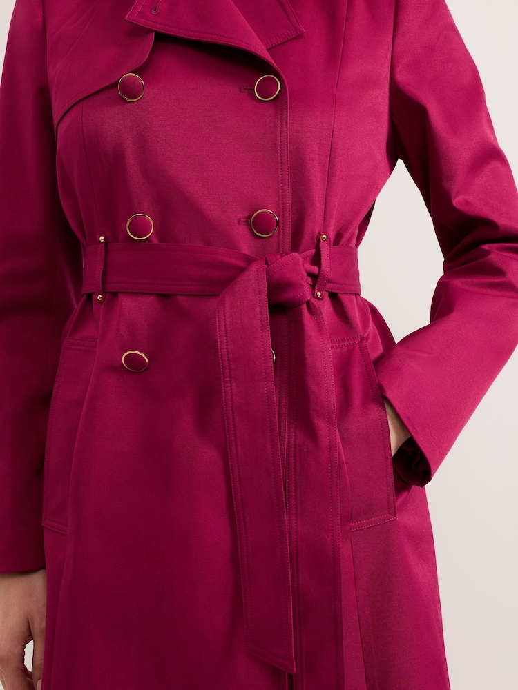 Phase Eight Pink Cheryl Long Fitted Trench Coat - Image 7 of 7