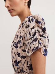 Phase Eight Natural Verity Filcoupe Floral Print Dress - Image 4 of 7