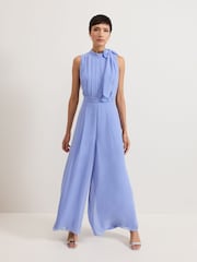 Phase Eight Blue Lucie Tie Neck Jumpsuit - Image 1 of 7