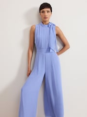 Phase Eight Blue Lucie Tie Neck Jumpsuit - Image 3 of 7