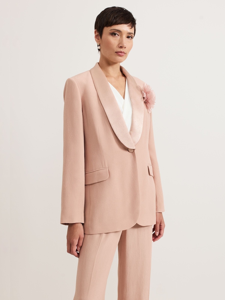 Phase Eight Pink Jorja Peach Textured Suit Jacket - Image 1 of 8