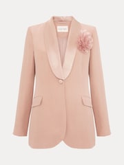 Phase Eight Pink Jorja Peach Textured Suit Jacket - Image 8 of 8