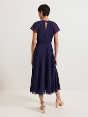 Phase Eight Blue Gwen Textured Twist Neck Dress - Image 2 of 7