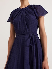 Phase Eight Blue Gwen Textured Twist Neck Dress - Image 5 of 7