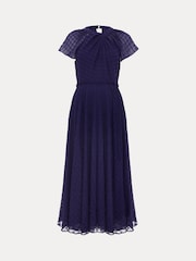 Phase Eight Blue Gwen Textured Twist Neck Dress - Image 7 of 7