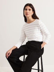 Phase Eight Indy Stripe Frill Texture Top - Imagen 4 de 6