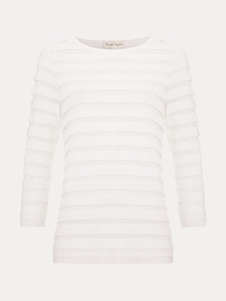 Phase Eight Indy Stripe Frill Texture Top - Imagen 6 de 6
