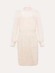 Phase Eight Cream Amina Sequin Skirt Chiffon Top Dress - Image 6 of 6