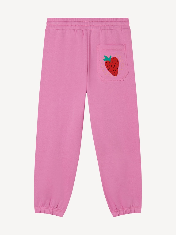 Stella McCartney Kids Pink Strawberry Logo Pocket Detail Joggers - Image 2 of 2 Stella McCartney Kids Pink Strawberry Logo Pocket Detail Joggers - Image 2 of 2