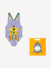 Stella McCartney Kids Purple Tassel Star Swimsuit With Cross Back Detail - Image 1 of 1