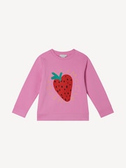 Stella McCartney Kids Pink Strawberry Logo Crew Neck Sweatshirt - Image 1 of 1