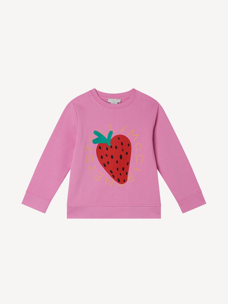 Stella McCartney Kids Pink Strawberry Logo Crew Neck Sweatshirt - Image 1 of 1