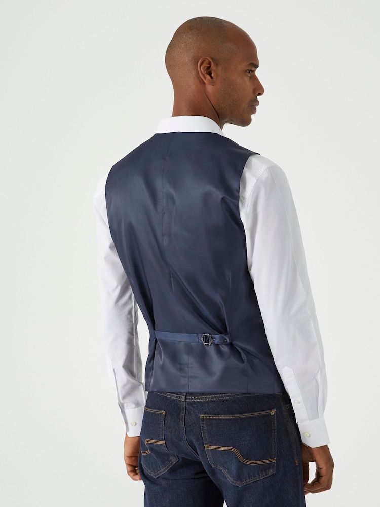 Skopes Blue Tailored Fit Jeremiah Checked Waistcoat - Image 2 of 4 Skopes Blue Tailored Fit Jeremiah Checked Waistcoat - Image 2 of 4
