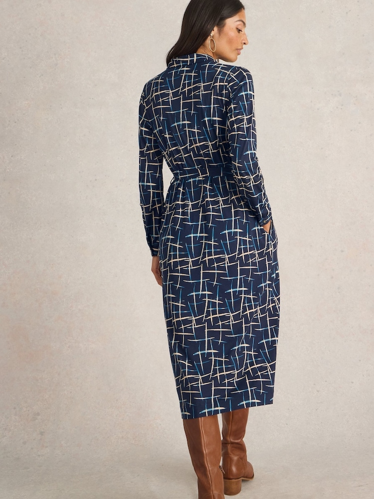 White Stuff Blue Annie Jersey Shirt Dress - Image 2 of 6