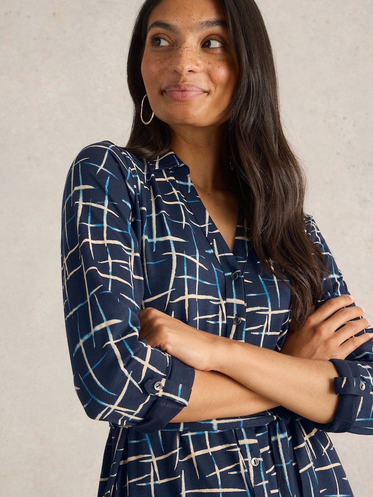 White Stuff Blue Annie Jersey Shirt Dress - Image 4 of 6