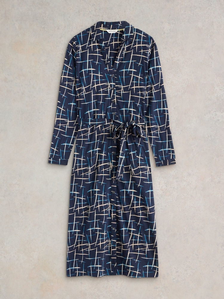 White Stuff Blue Annie Jersey Shirt Dress - Image 5 of 6