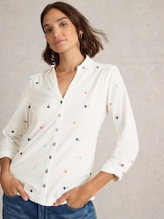 White Stuff White Annie Embroidered Jersey Shirt - Image 1 of 6