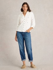 White Stuff White Annie Embroidered Jersey Shirt - Image 3 of 6