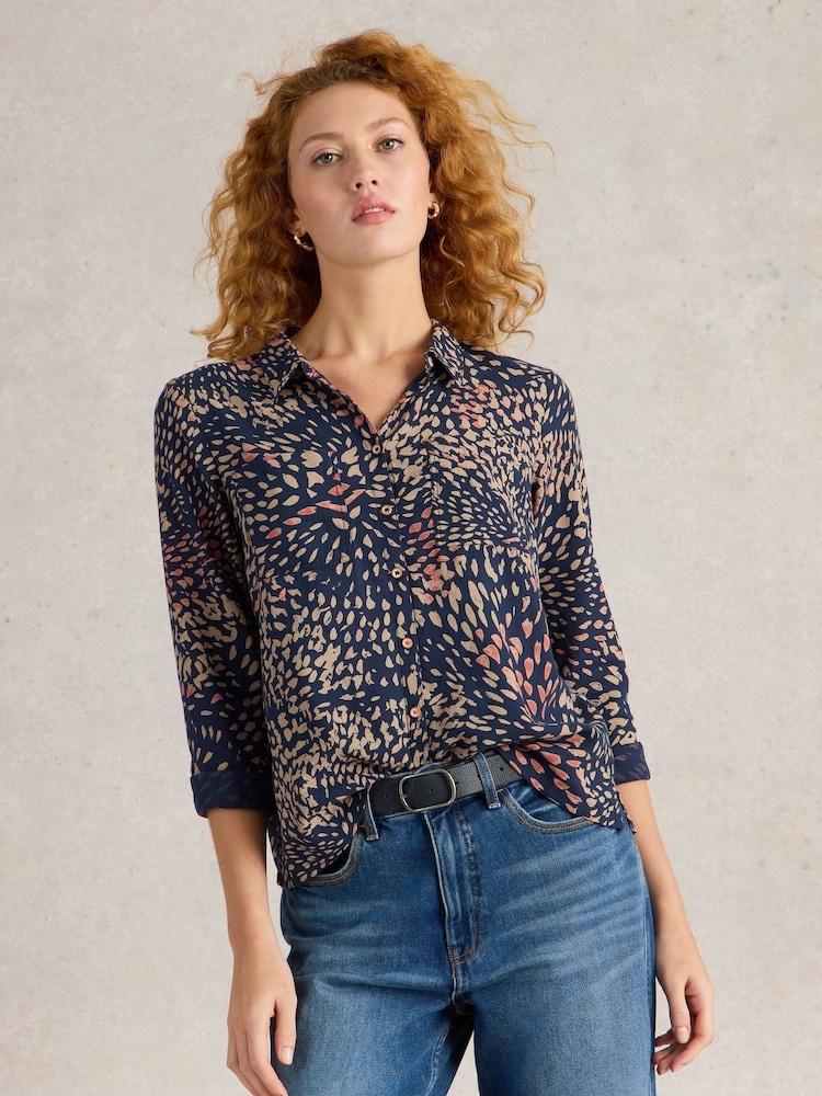 White Stuff Blue Sophie 100% Organic Cotton Shirt - Image 1 of 6