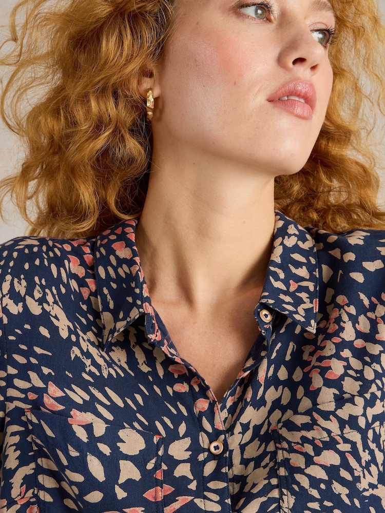 White Stuff Blue Sophie 100% Organic Cotton Shirt - Image 4 of 6
