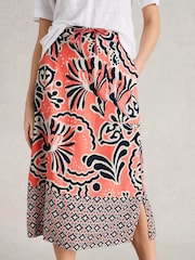 White Stuff Pink Elle Linen Blend Skirt - Image 3 of 6
