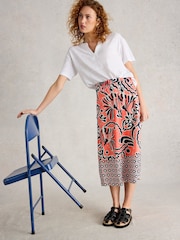 White Stuff Pink Elle Linen Blend Skirt - Image 4 of 6