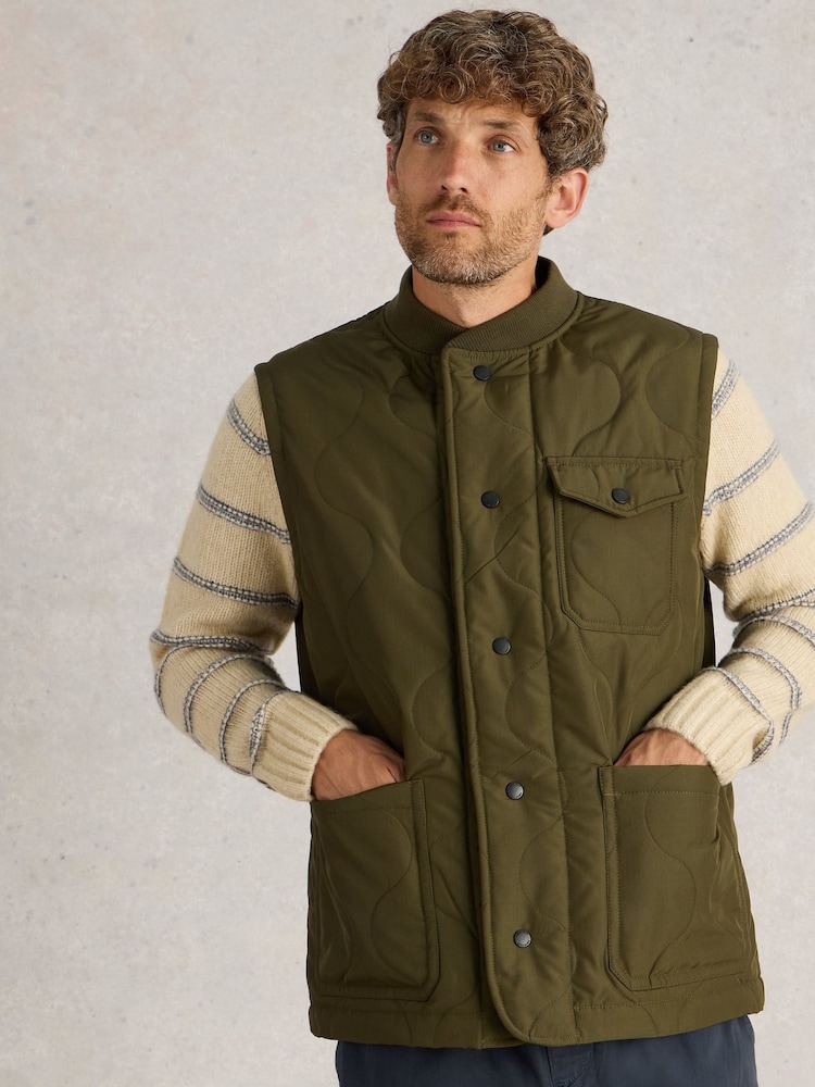 White Stuff Green Tenby Quilted Gilet - Image 1 of 7