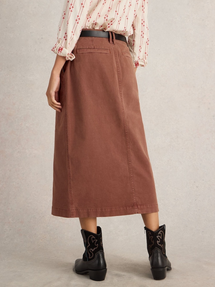 White Stuff Brown Maren Midi Skirt - Image 2 of 6