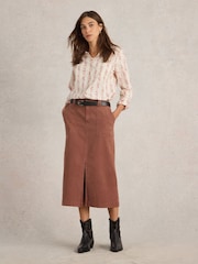 White Stuff Brown Maren Midi Skirt - Image 3 of 6