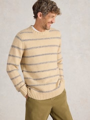 White Stuff Natural Breton Stripe Crew Neck Jumper - Image 3 of 7