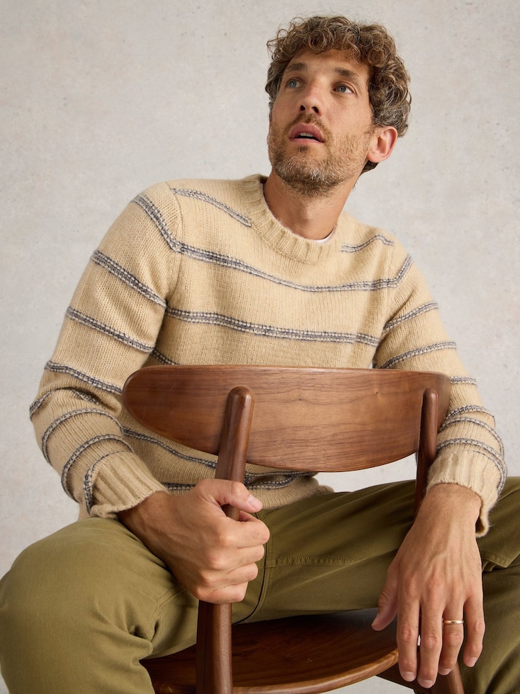 White Stuff Natural Breton Stripe Crew Neck Jumper - Image 5 of 7