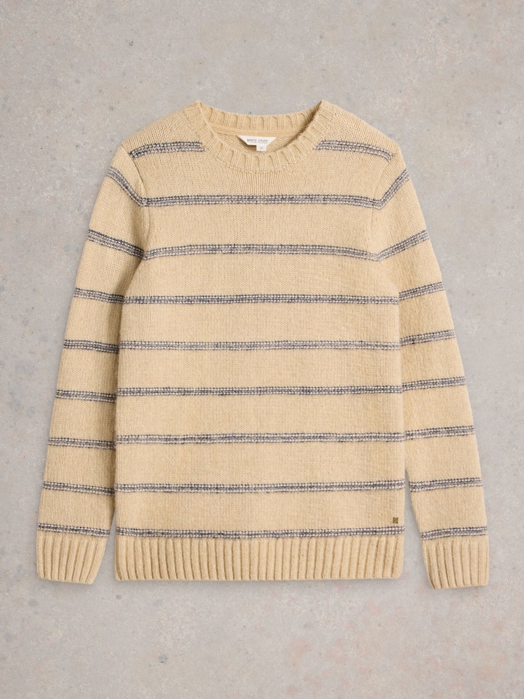 White Stuff Natural Breton Stripe Crew Neck Jumper - Image 6 of 7