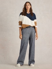 White Stuff Blue Belle Tweedy Wide Leg Trousers - Image 1 of 6