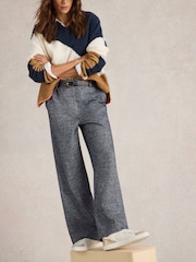White Stuff Blue Belle Tweedy Wide Leg Trousers - Image 2 of 6