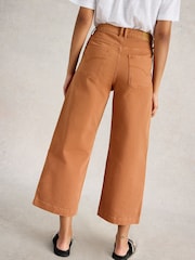 White Stuff Brown Tia Wide Leg Crop Jeans - Image 2 of 6