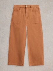 White Stuff Brown Tia Wide Leg Crop Jeans - Image 5 of 6