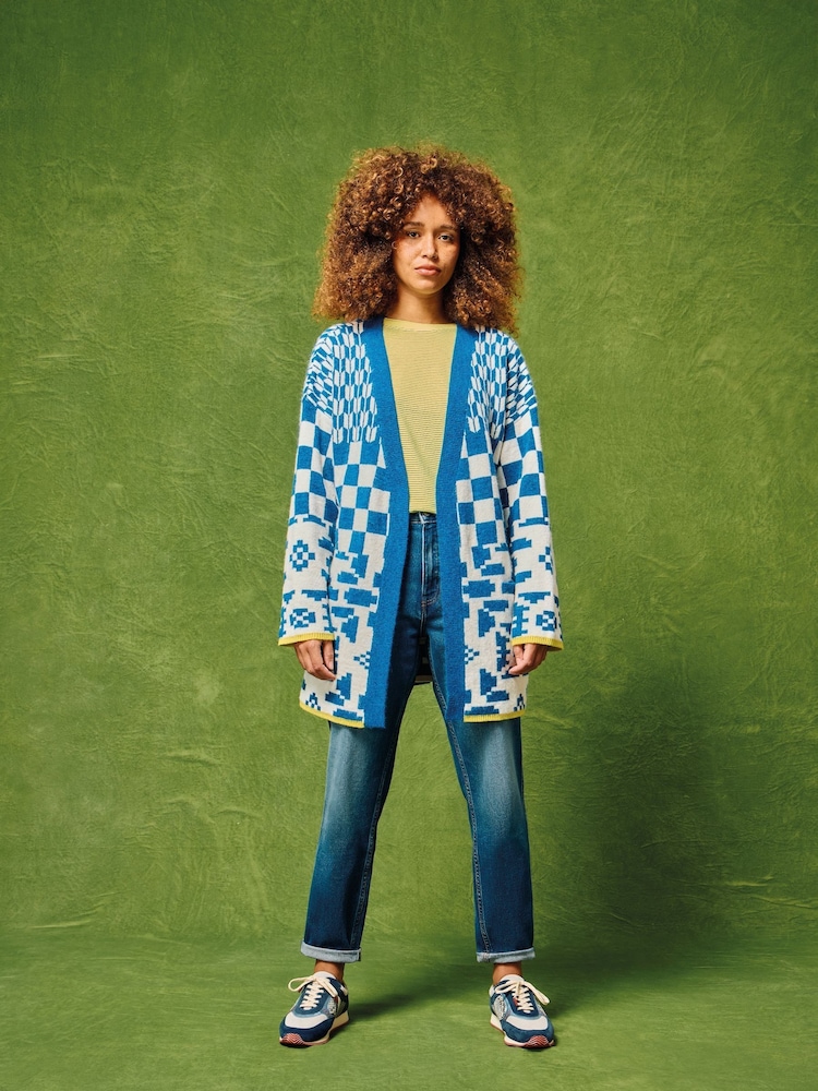 White Stuff Blue Geo Mix Cardigan - Image 2 of 7 White Stuff Blue Geo Mix Cardigan - Image 2 of 7