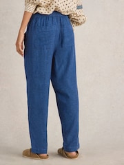 White Stuff Blue Elle Linen Blend 100% Cotton Trousers - Image 2 of 6