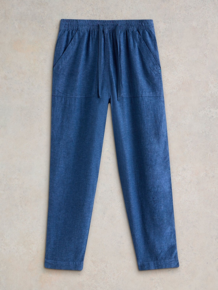 White Stuff Blue Elle Linen Blend 100% Cotton Trousers - Image 5 of 6