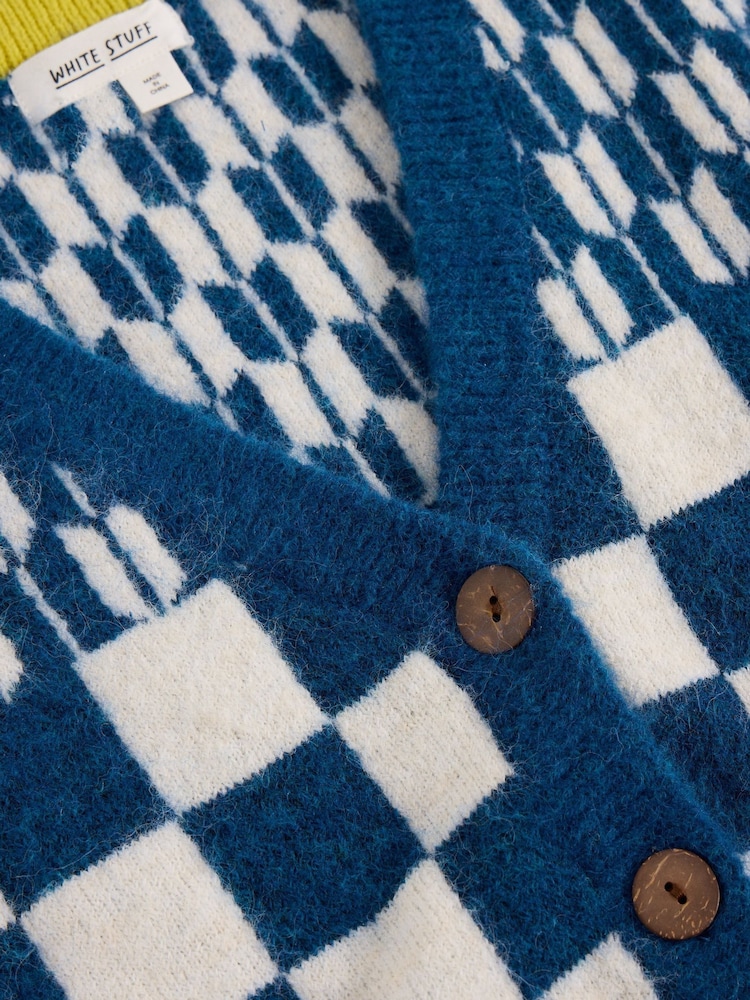 White Stuff Blue Geo Mix Button Tank - Image 6 of 6